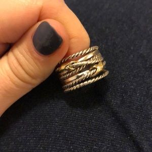 David Yurman Double x Crossover ring with 18k gold